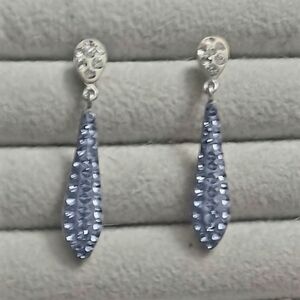 10k gold over 925 Stamped Tanzanite Swarovski Earrings  Blue Purple Hue